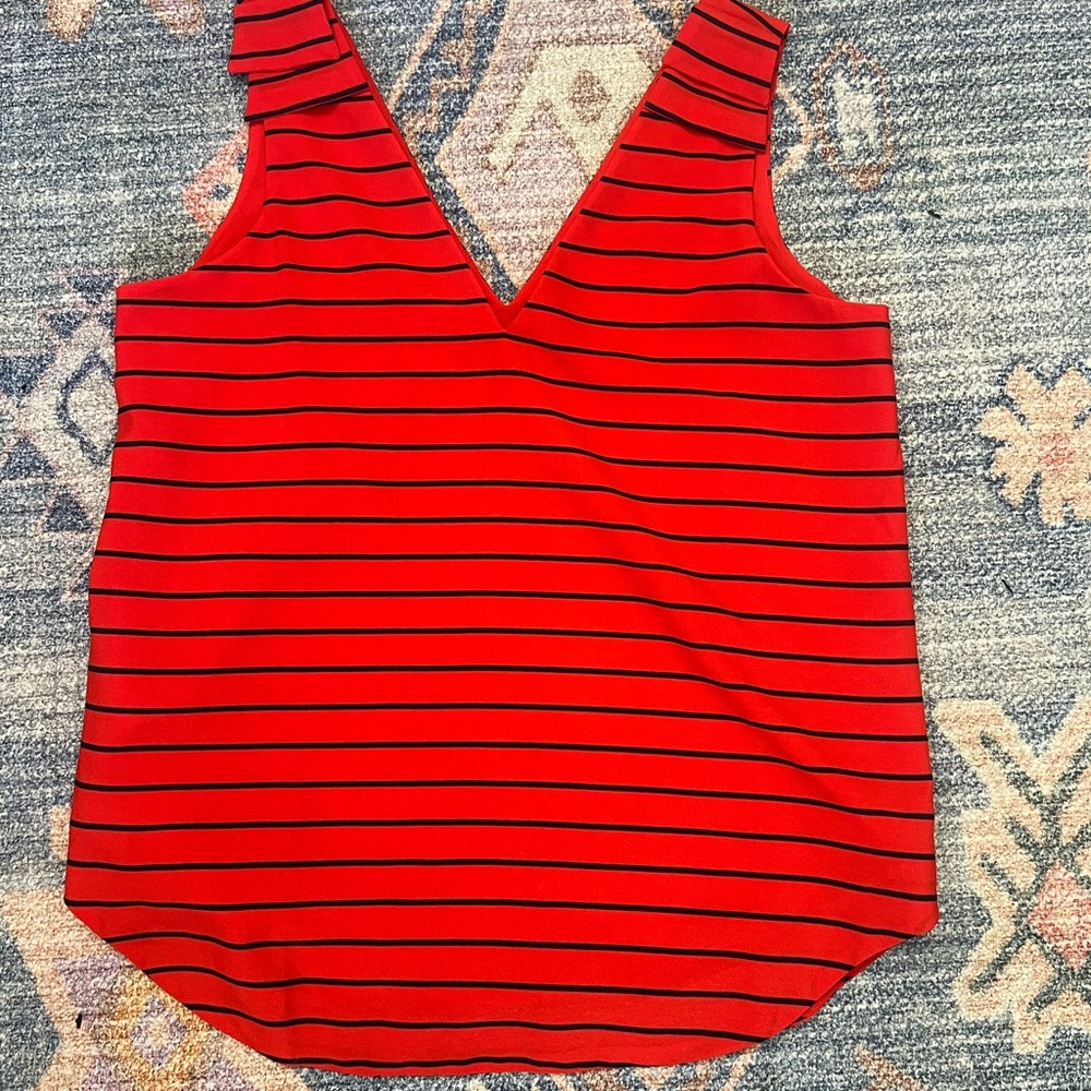 Banana Republic Red and Navy Striped Tank Top